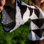 Siyah Beyaz Mozaik Üçgen Desenli Hırka - Görsel 10