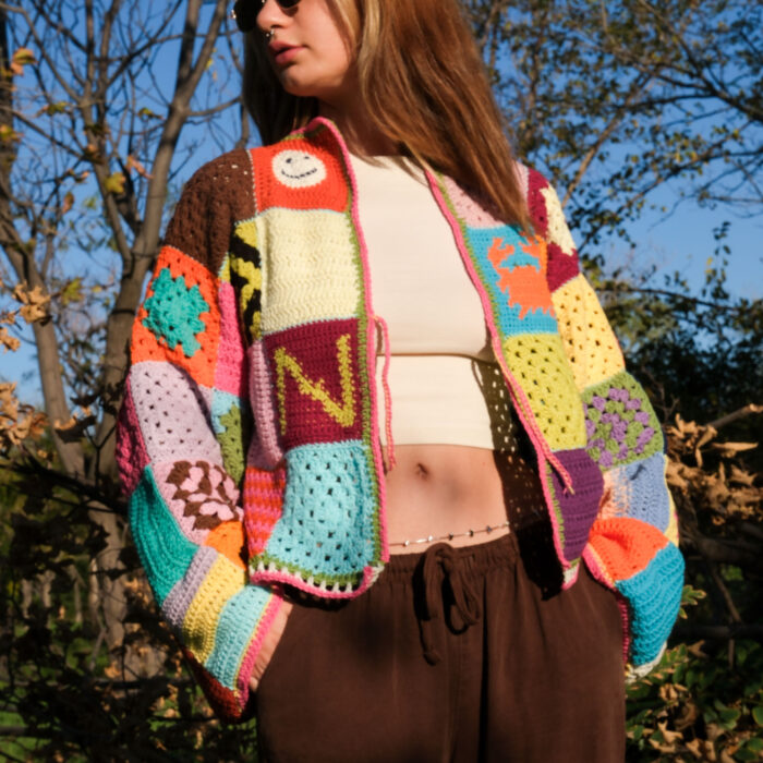 Neşeli Kareler Örgü Hırka - Görsel 10