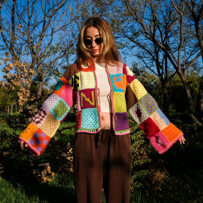 Neşeli Kareler Örgü Hırka - Görsel 11