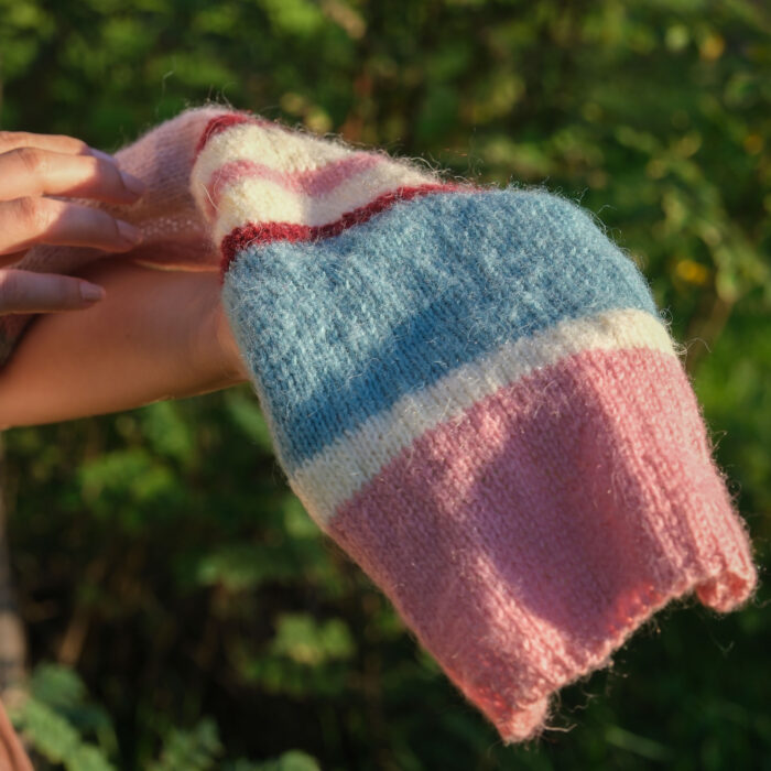 çizgili örgü atkı