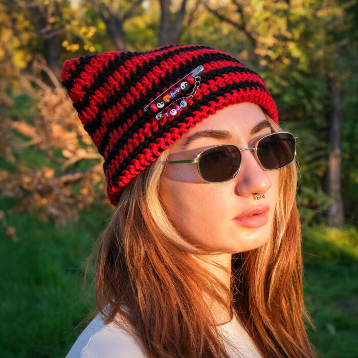 Çizgili Kedi Kulaklı Bere – Image 7