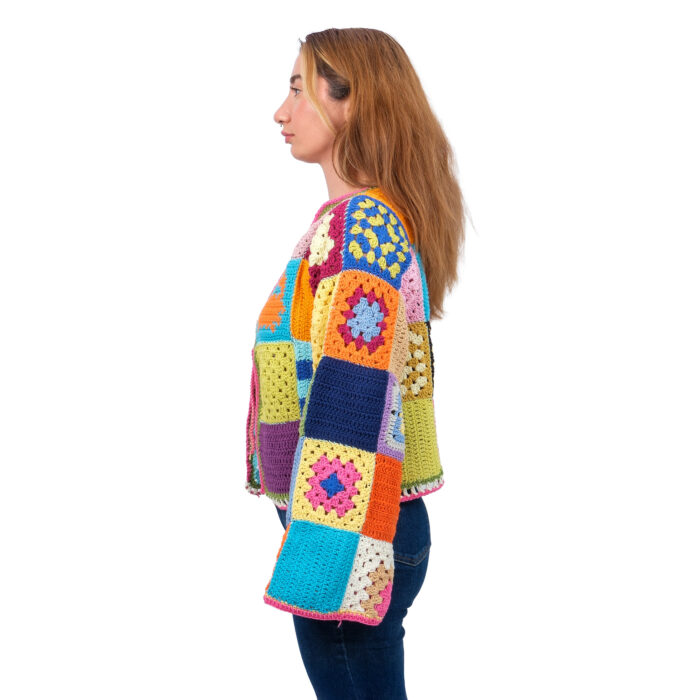 Neşeli Kareler Örgü Hırka - Görsel 3