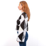 Siyah Beyaz Mozaik Üçgen Desenli Hırka - Görsel 3