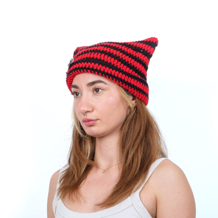 Çizgili Kedi Kulaklı Bere – Image 2