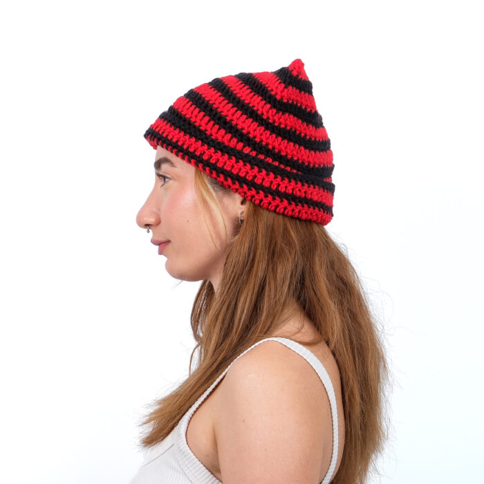 Çizgili Kedi Kulaklı Bere – Image 3