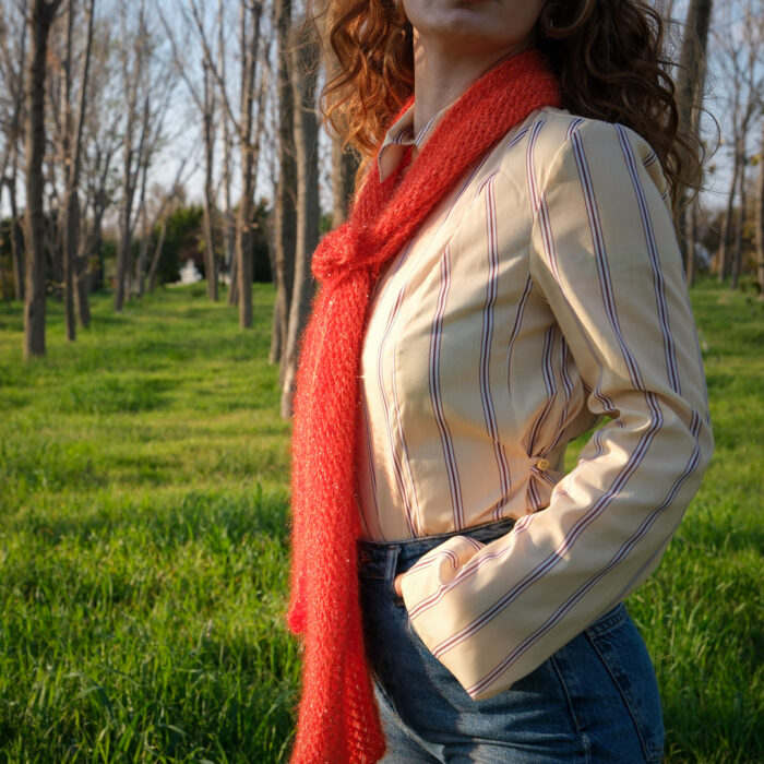 Işıltılı Örgü Fular | %100 El Yapımı Güllü Tasarım — изображение 2