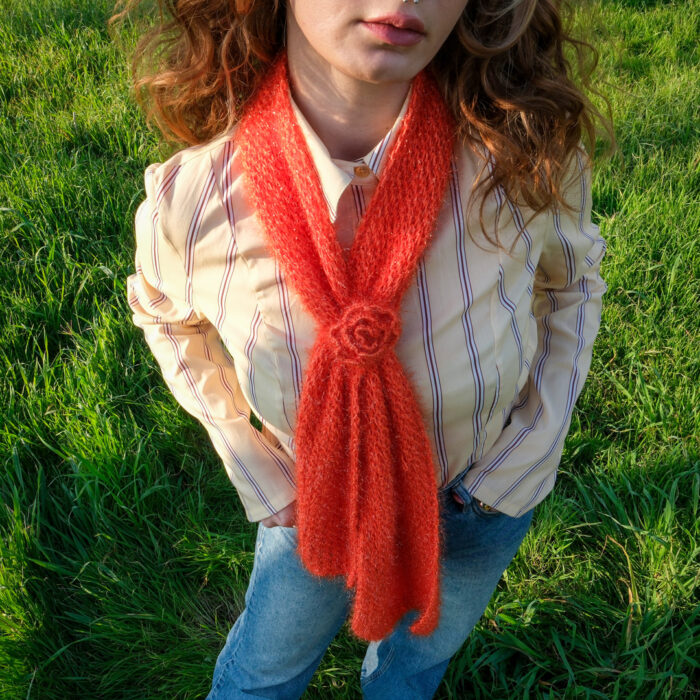 Işıltılı Örgü Fular | %100 El Yapımı Güllü Tasarım — изображение 3